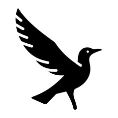 minimal Seagull vector icon, flat symbol, black color silhouette