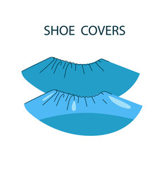 Shoe covers icon set. Protective foot  medical covers. Medical footwear icon collection. Shoe clean set vector doodle line art flat cartoon illustration.