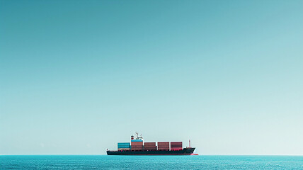 Obraz premium Container ship sailing on the sea with copy space .