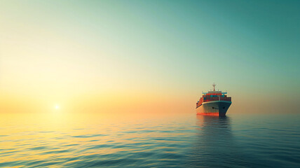 Fototapeta premium Container ship sailing on the sea with copy space .