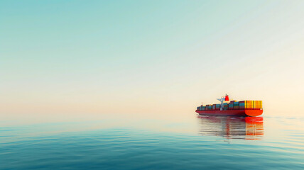 Container ship sailing on the sea with copy space .