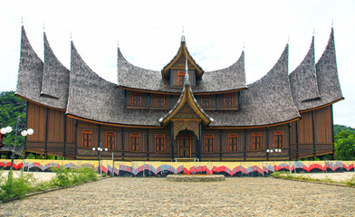 Pagaruyung Palace in West Sumatra, Indonesia. The Pagaruyung Palace located in Tanjung Emas in West...