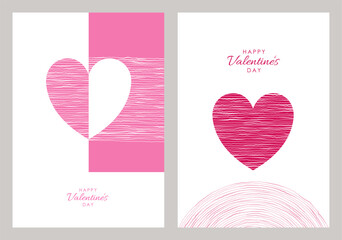 1442_Vector Valentines greeting cards with textured heart - 727776997