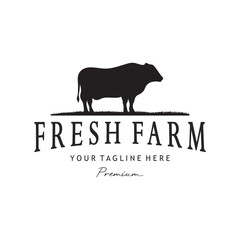 vintage organic animal farm logo premium retro  silhouette for business, livestock, labels and badges.