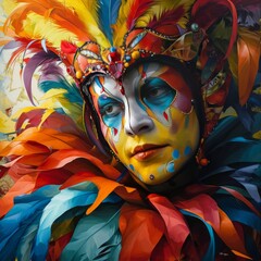 The vibrant and ultrarealistic mayhem of Carnaval, characterized by its bright and lively colors.