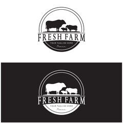 vintage organic animal farm logo premium retro  silhouette for business, livestock, labels and badges.