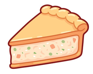 Cartoon chicken pot pie slice drawing