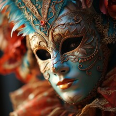 Witness the vibrancy of the occasion with a striking carnival mask.