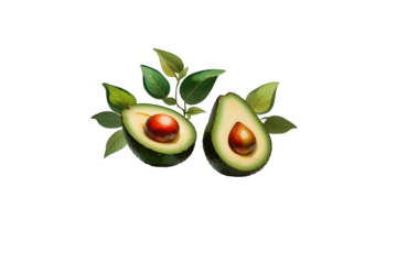 avocado fruit on transparent background, created by ai generated