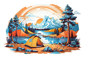 camping themed image on a transparent background, created by ai generated