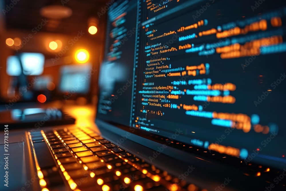 Aufkleber Computer screen showing software code. Generative AI.
