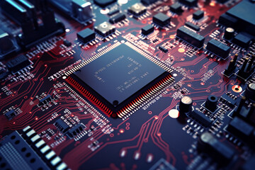 Fototapeta premium Computer Motherboard and other Chips