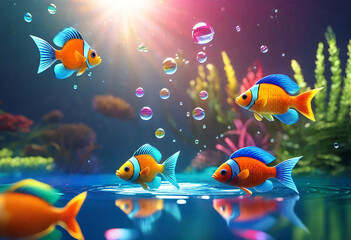 Fototapeta na wymiar Cute fish swimming