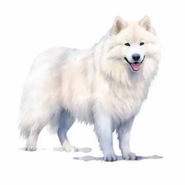 Samoyed dog isolate on white background