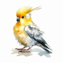 Obraz premium Watercolor Cockatiel isolate on white background