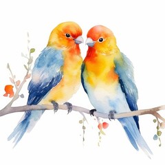 Lovebirds isolate on white background
