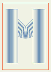 Abstract. Letters on a background. Trendy lines. Alphabet, Letters. Nostalgic colors. 