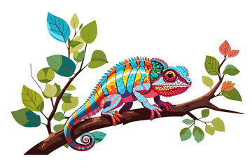 a chameleon with beautiful colors on a transparent background, created by ai generated