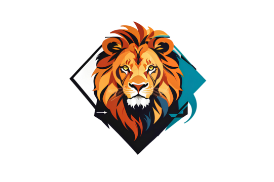 lion face on transparent background, created by ai generated