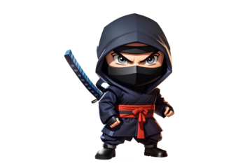 ninja character on transparent background, created by ai generated