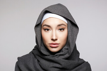 beautiful young woman in Hijab or scarf. fashion muslim girl portrait