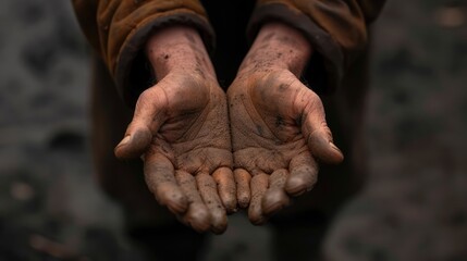 Fototapeta premium hands of beggar begging for money