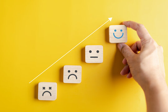 Selective Happy smile face for medical care concept. mental health positive thinking and feeling mood change.