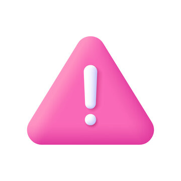 Warning triangle sign with exclamation mark. Alert, danger, emergency and notification concept. 3d vector icon. Cartoon minimal style.
