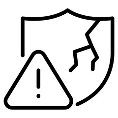 Security alert icon. Shield with exclamation mark. icon related to Warning, notification. 