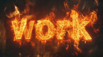 Word Work on Fire - obrazy, fototapety, plakaty