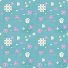 Bright flowers in a seamless pattern.