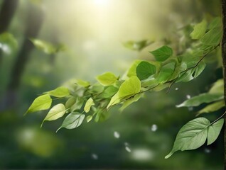 Leaves foliage flying refreshing purified from Generative AI