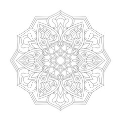 Isolated Mandala of Coloring Book Page for Adults and Children