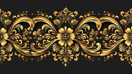 Black and Gold Floral Wallpaper