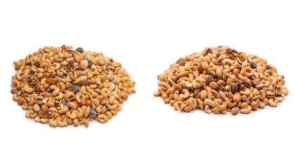 A group of almonds, pistachios, walnuts, macadamia, cashews.