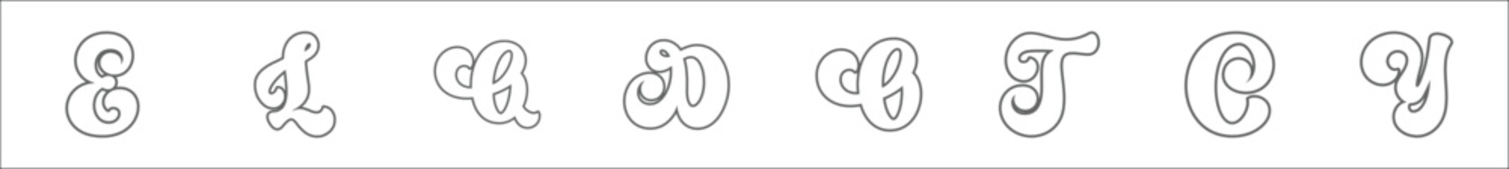 outline set of capital letters a to line icons. linear vector icons such as letter e, letter l, letter q, d, o, t, c, y - obrazy, fototapety, plakaty