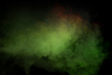 Red and green steam on a black background.
