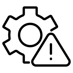 System problem alert. Broken gear with exclamation mark icon