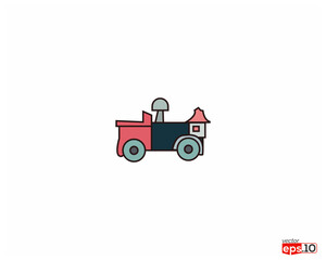 Train entertainment icons  Flat Icon, Outline Style  Vector Icon