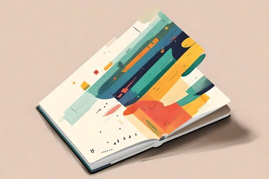 A minimalistic notebook with a colorful, abstract illustration of a ruler on the cover