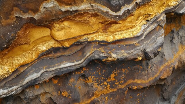 Cross-section of the earth's crust with gold deposits