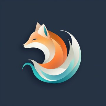 flat vector logo of animal "fox" Create a whimsical flat fox logo for a creative design agency, reflecting cleverness and adaptability