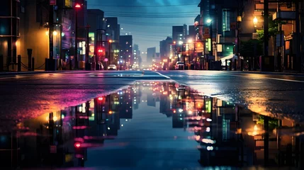 Foto op Canvas 濡れたアスファルトの道路 © 敬一 古川