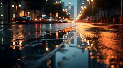 Foto op Plexiglas 濡れたアスファルトの道路 © 敬一 古川