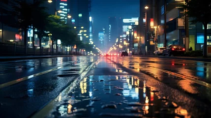 Poster 雨で濡れたアスファルトの道路 © 敬一 古川