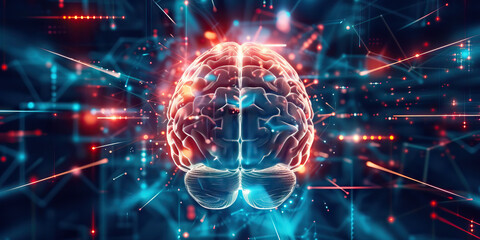 Fototapeta premium Cognitive Processes: A Visual Representation of Brain Functions and Mental Processes, Highlighting Activity Areas