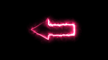 Directional glowing neon arrow .