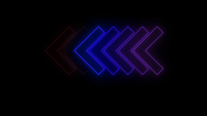 Looped Neon Lines abstract VJ background. Futuristic arrow loading . Seamless loop. Arrows flashing on and off in sequence.