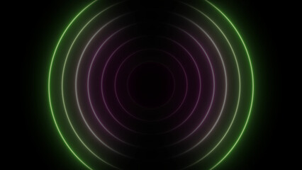 Abstract neon radaring background. Searching process in futuristic interface. Bright connection signal concept. Seamless loop.looping neon circle .