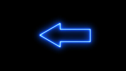 Neon arrow direction on black background, neon arrow updating sign animation. - obrazy, fototapety, plakaty